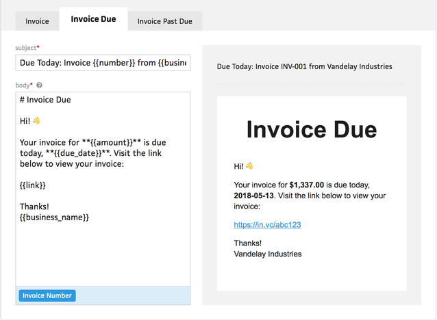 Sending business transcripts and payment reminders